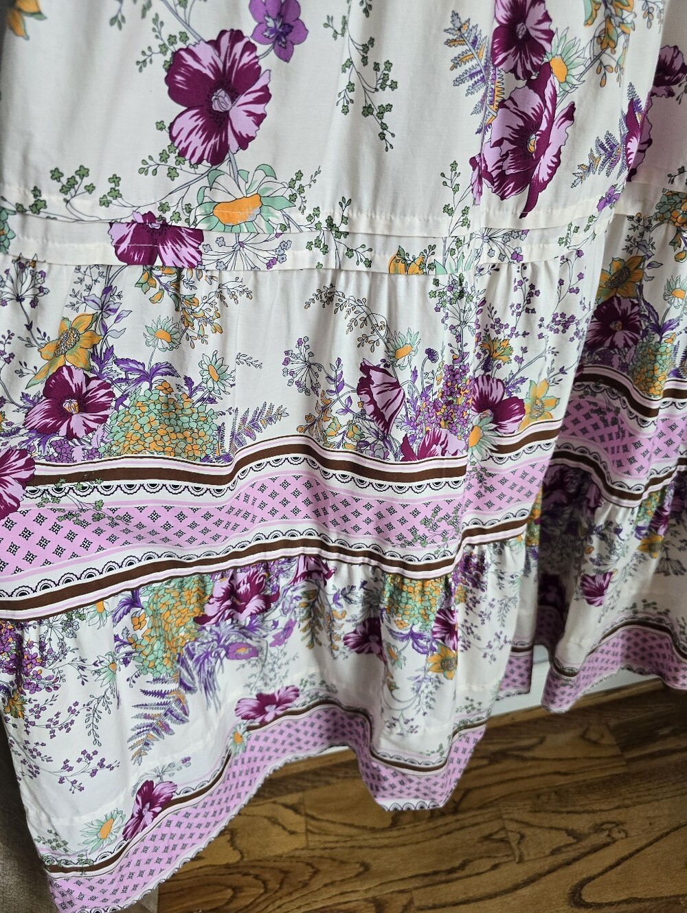 Anthropologie Somerset Charming Floral Border Print Tiered Maxi Dress SZ XL Boho - Picture 6 of 10